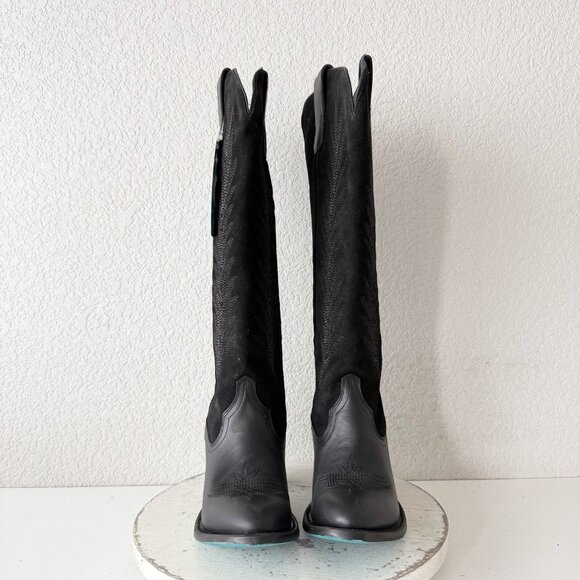 Lane JENTRY Knee High Womens Cowboy Boots 8.5 Black Leather Western Cowgirl Tall - Picture 5 of 10